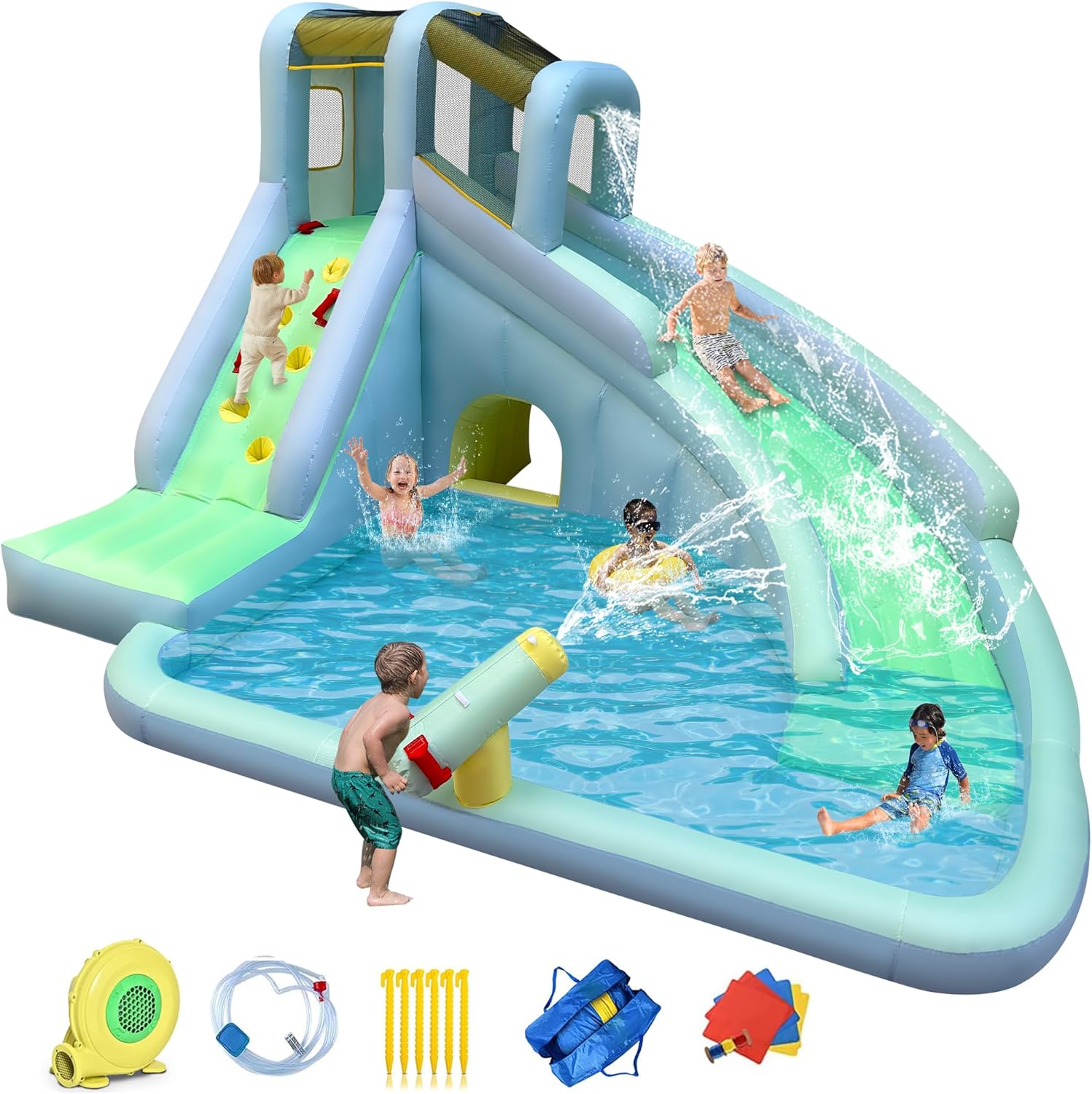 Kids Outdoor Water Park - منزلق مائي قابل للنفخ للأطفال 6