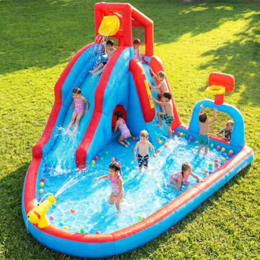 Kids Outdoor Water Park - منزلق مائي خارجي قابل للنفخ للأطفال: