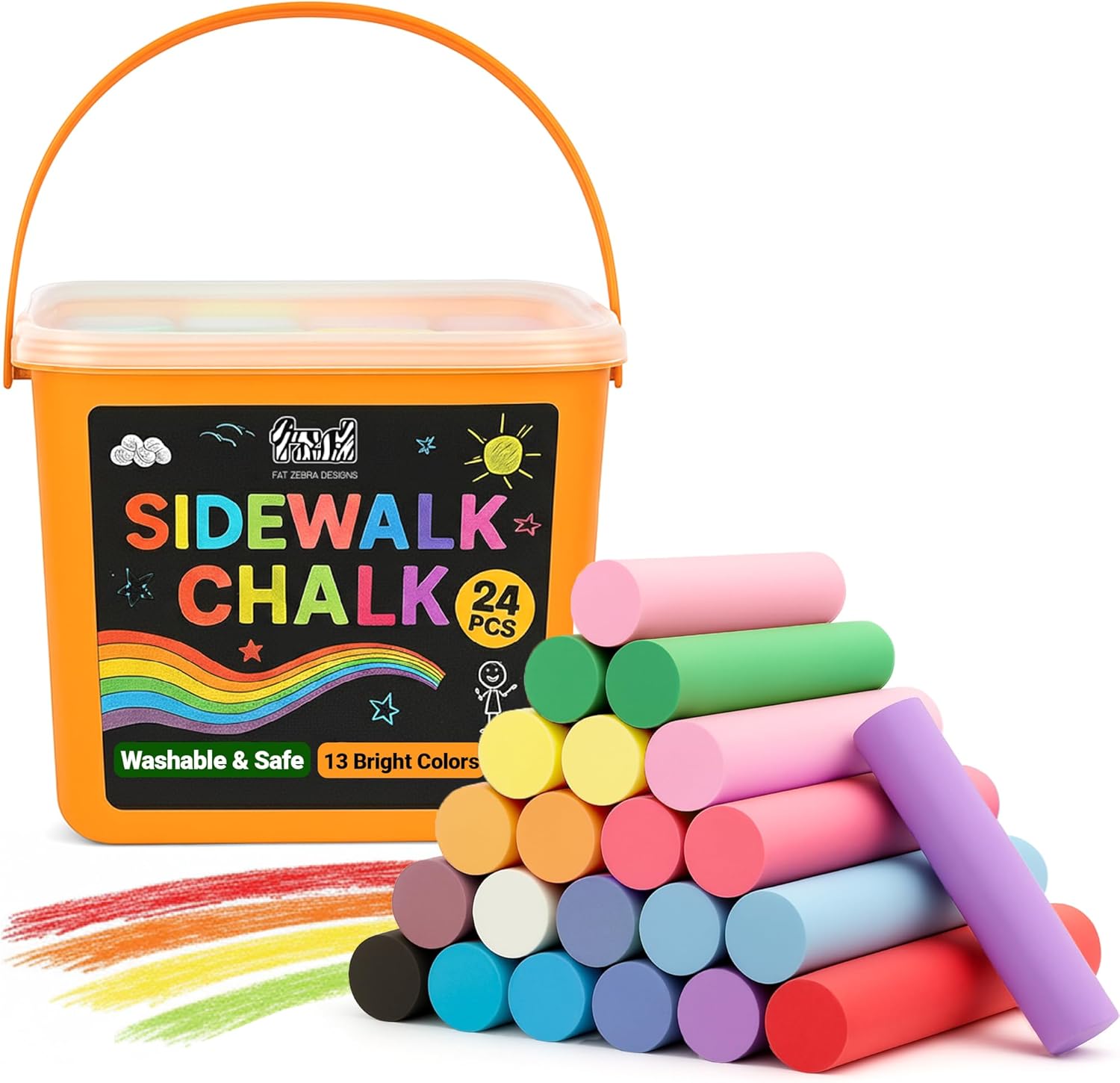Kids Outdoor Chalkboard - 24 قطعة طباشير للأطفال - 13