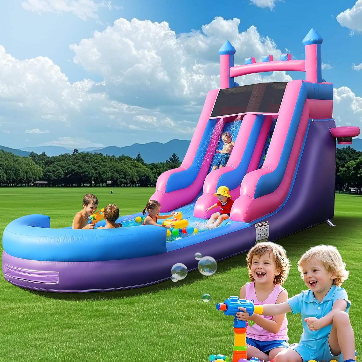 Kids Outdoor Water Park - زحليقة مائية قابلة للنفخ بطول 26.2