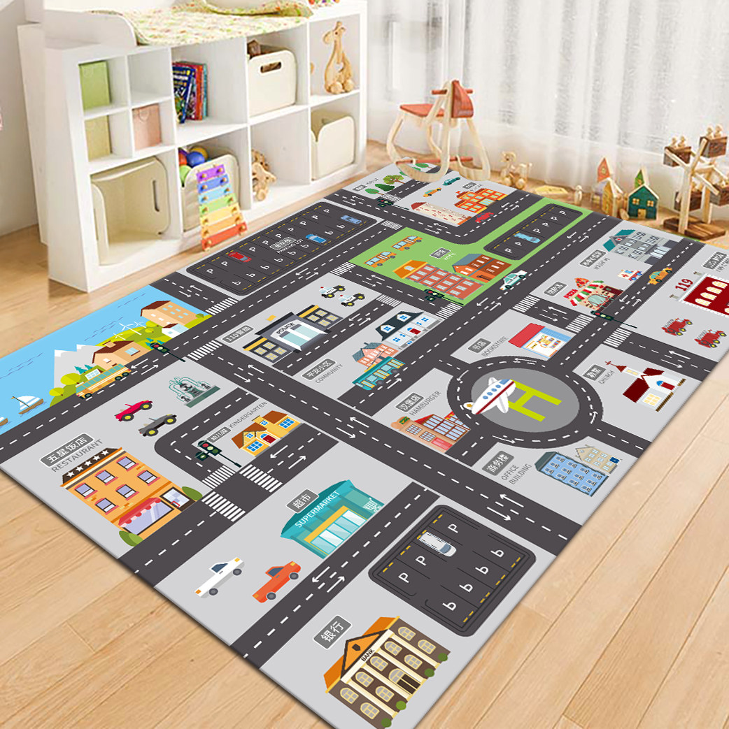 Kids Outdoor Flooring - سجادة لعب للأطفال بتصميم خريطة مدينة