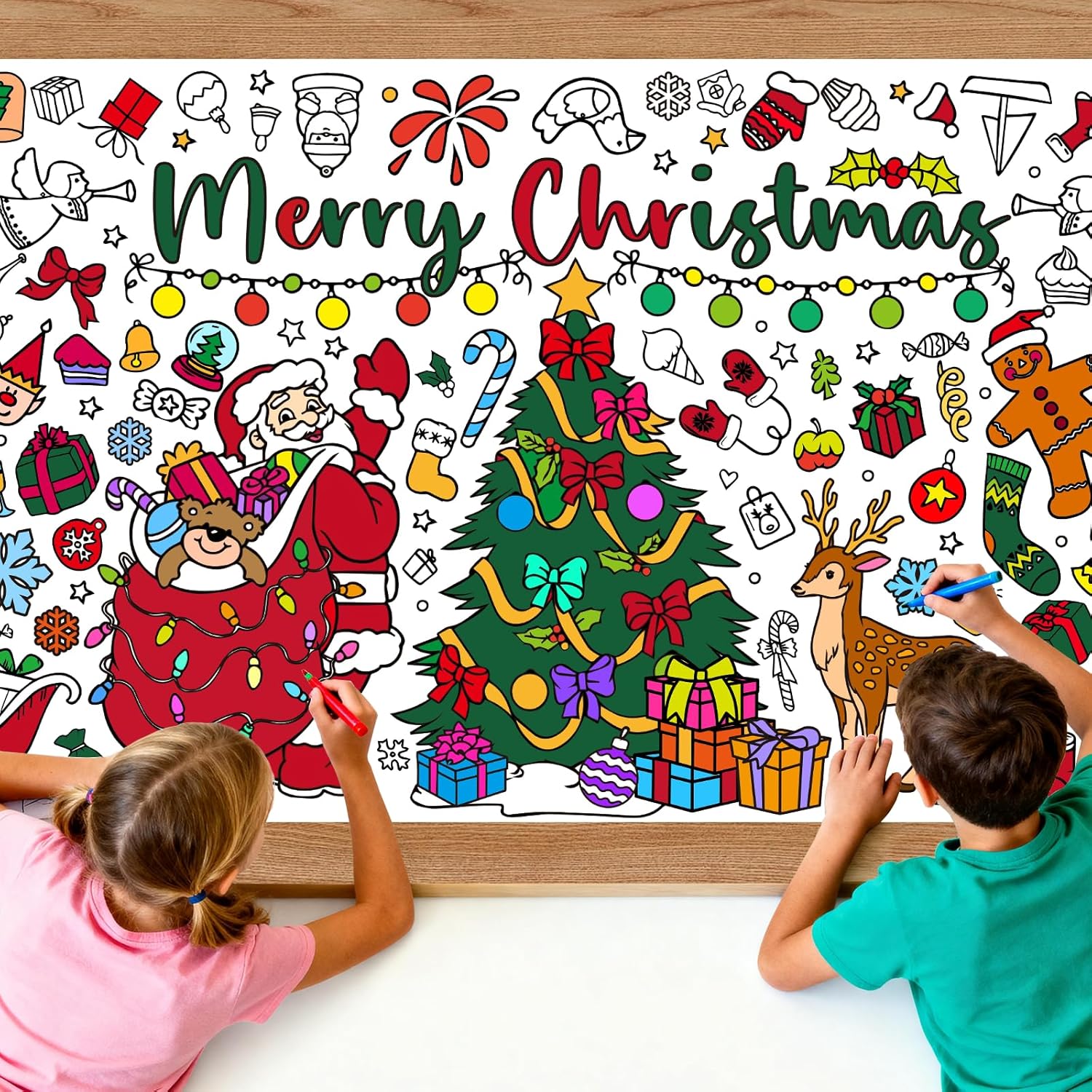 Kids Outdoor Xmas Gifts - عيد الميلاد العملاق التلوين ملصق مفرش