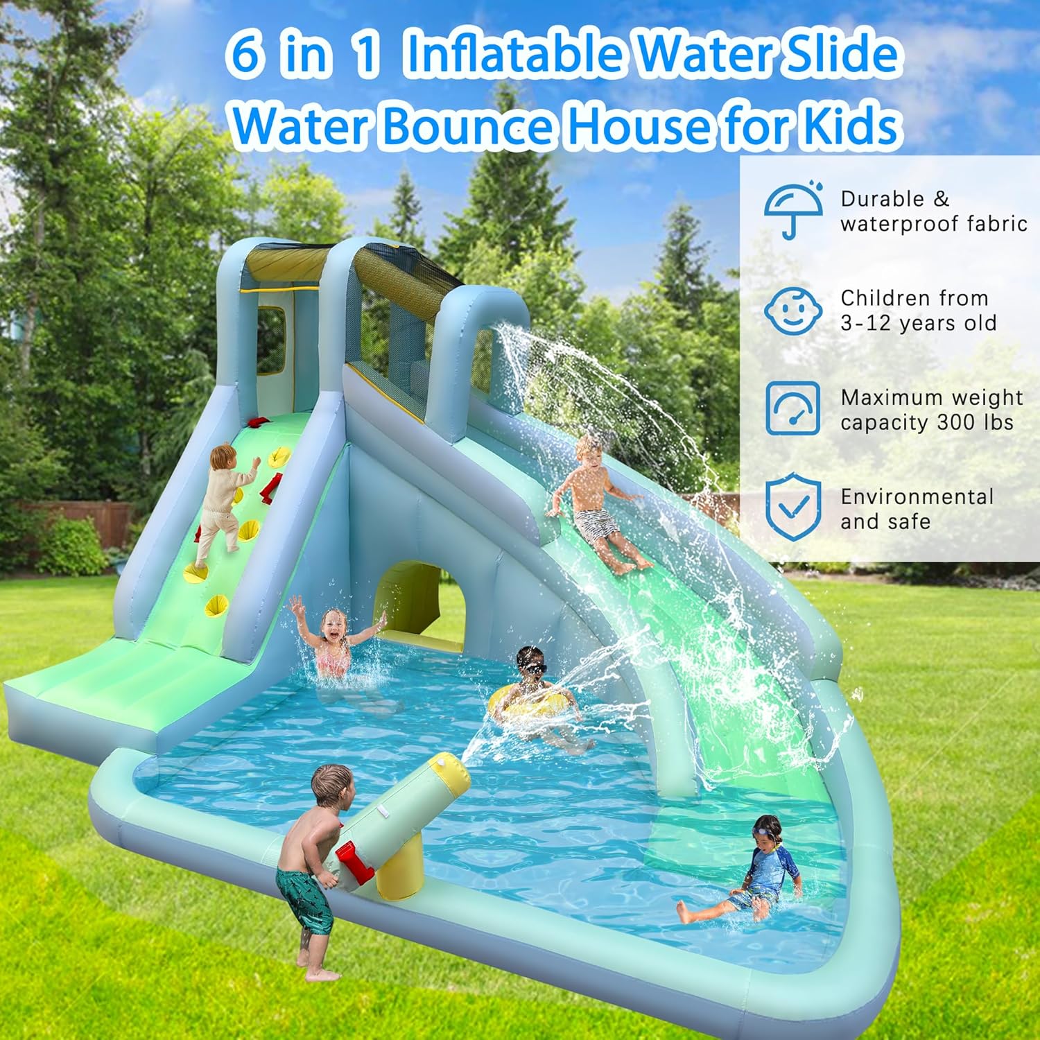 منزلق مائي قابل للنفخ للأطفال  - مراجعة Kids Outdoor Water Park وسعره