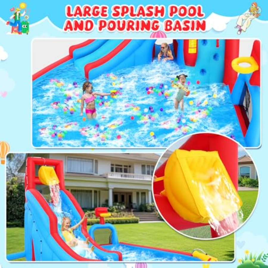 منزلق مائي خارجي قابل للنفخ لل - مراجعة Kids Outdoor Water Park وسعره
