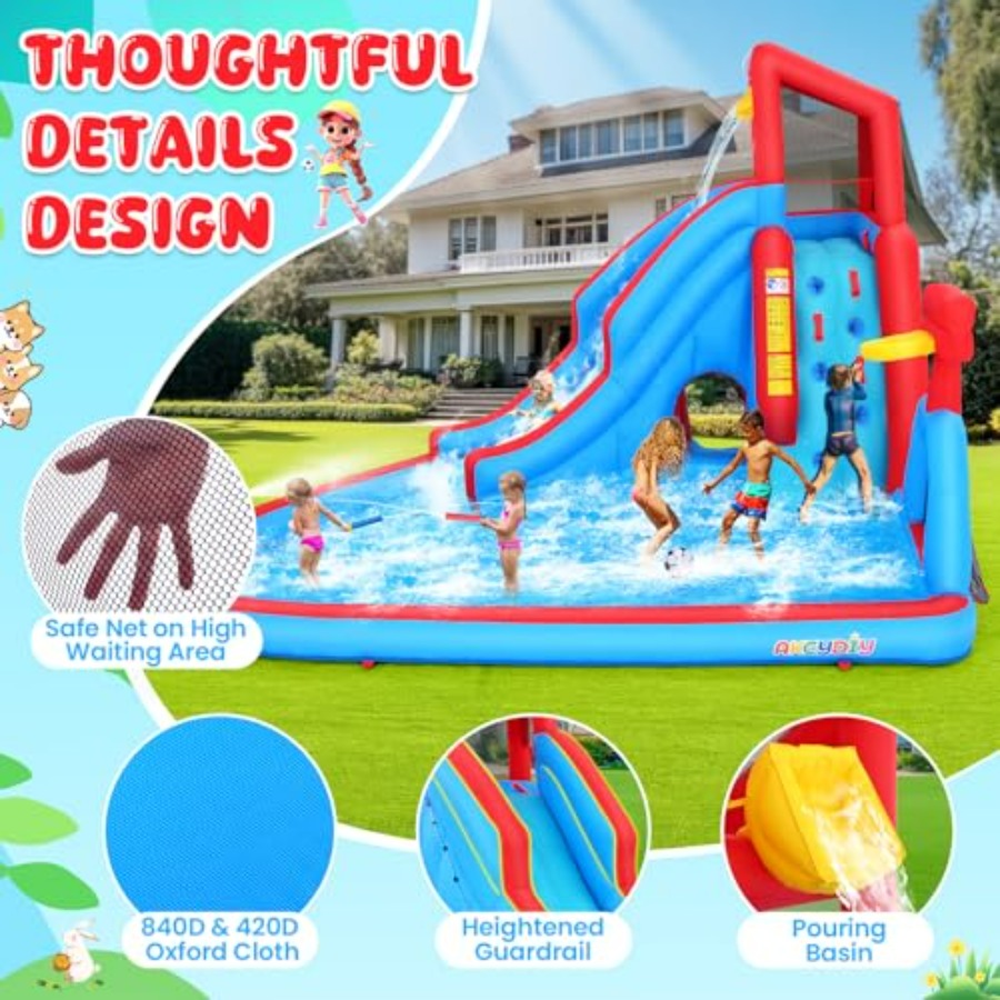 منزلق مائي خارجي قابل للنفخ لل - مراجعة Kids Outdoor Water Park وسعره