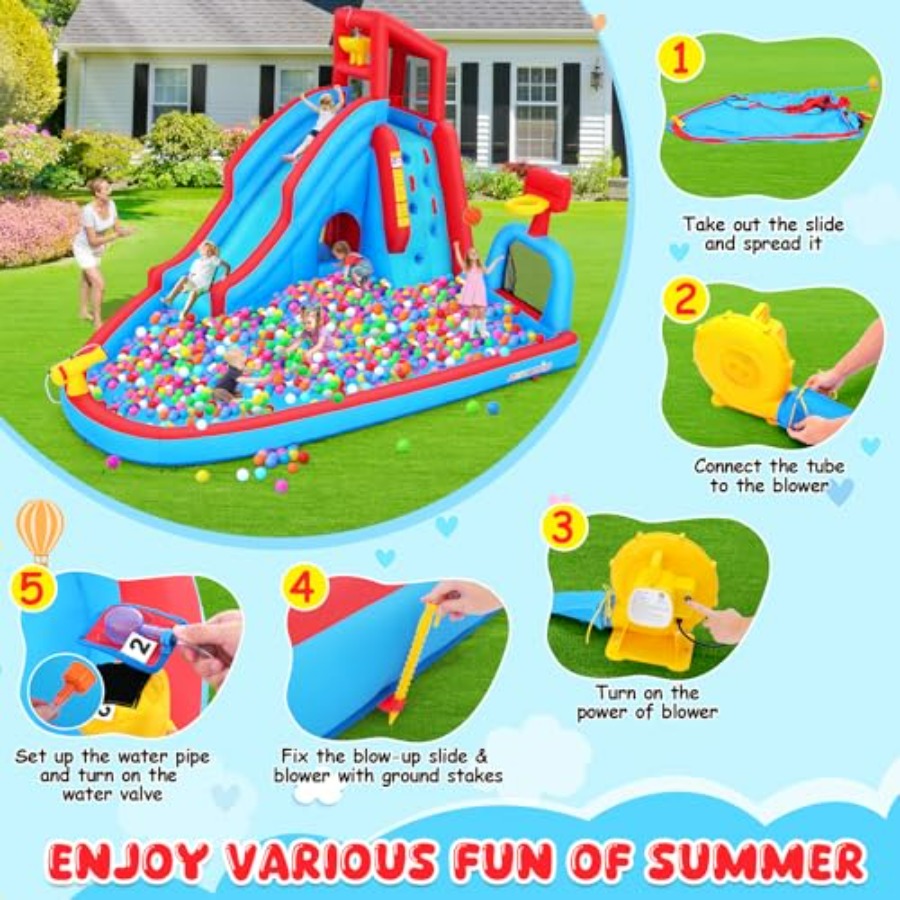 منزلق مائي خارجي قابل للنفخ لل - مراجعة Kids Outdoor Water Park وسعره