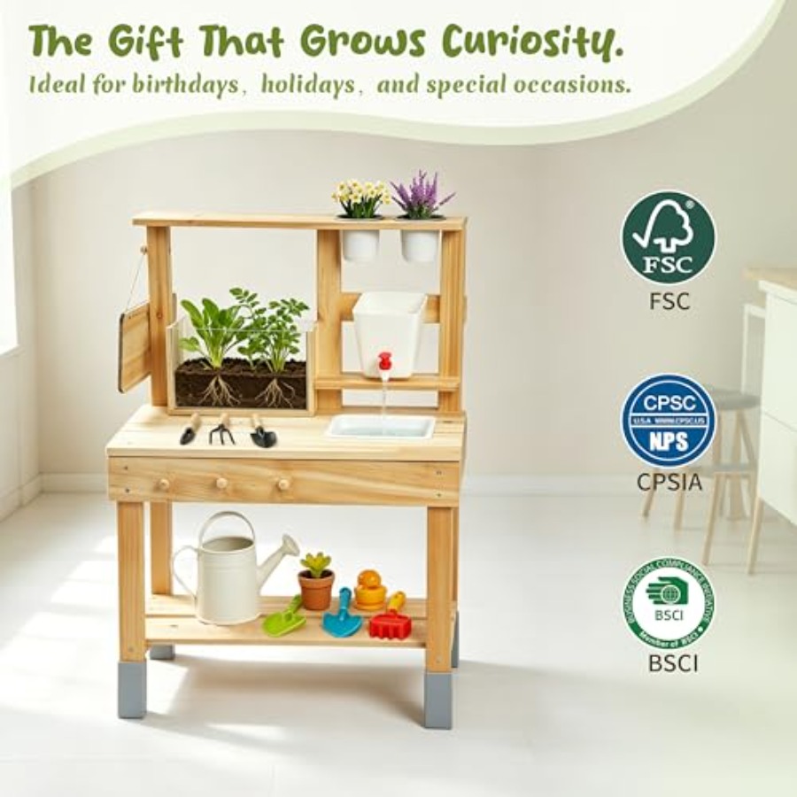 طاولة زراعة خشبية للأطفال للاس - مراجعة Kids Outdoor Chalkboard وسعره