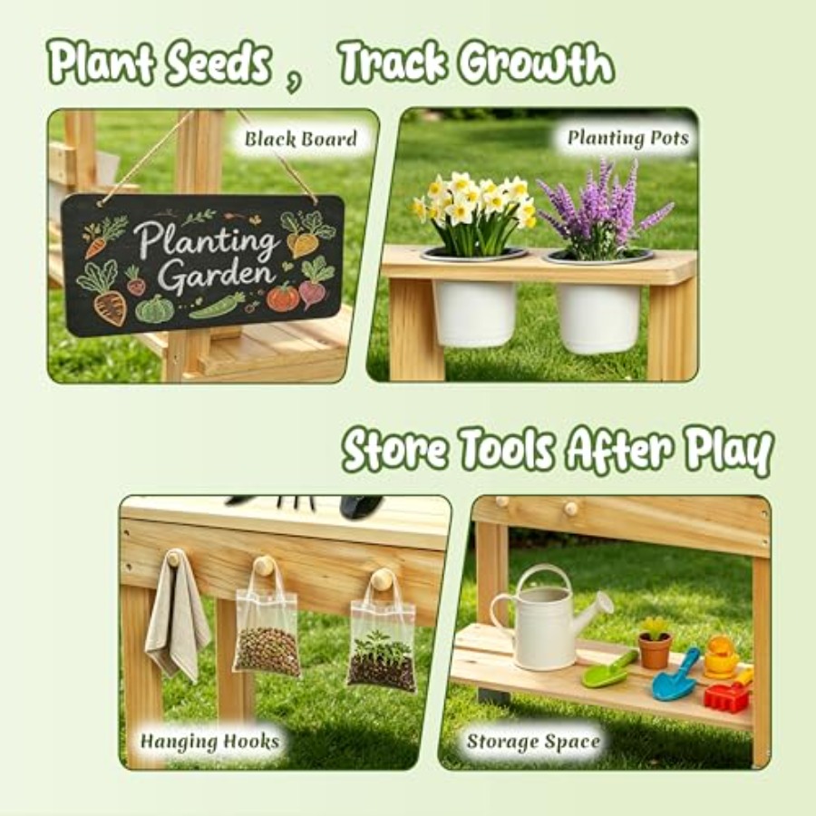 طاولة زراعة خشبية للأطفال للاس - مراجعة Kids Outdoor Chalkboard وسعره