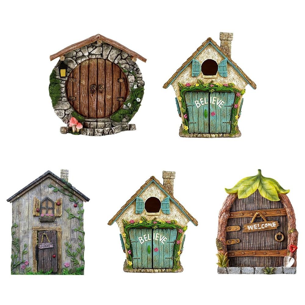 باب جنية خشبي مصغر وتماثيل أبو - مراجعة Kids Outdoor Fairy Garden وسعره