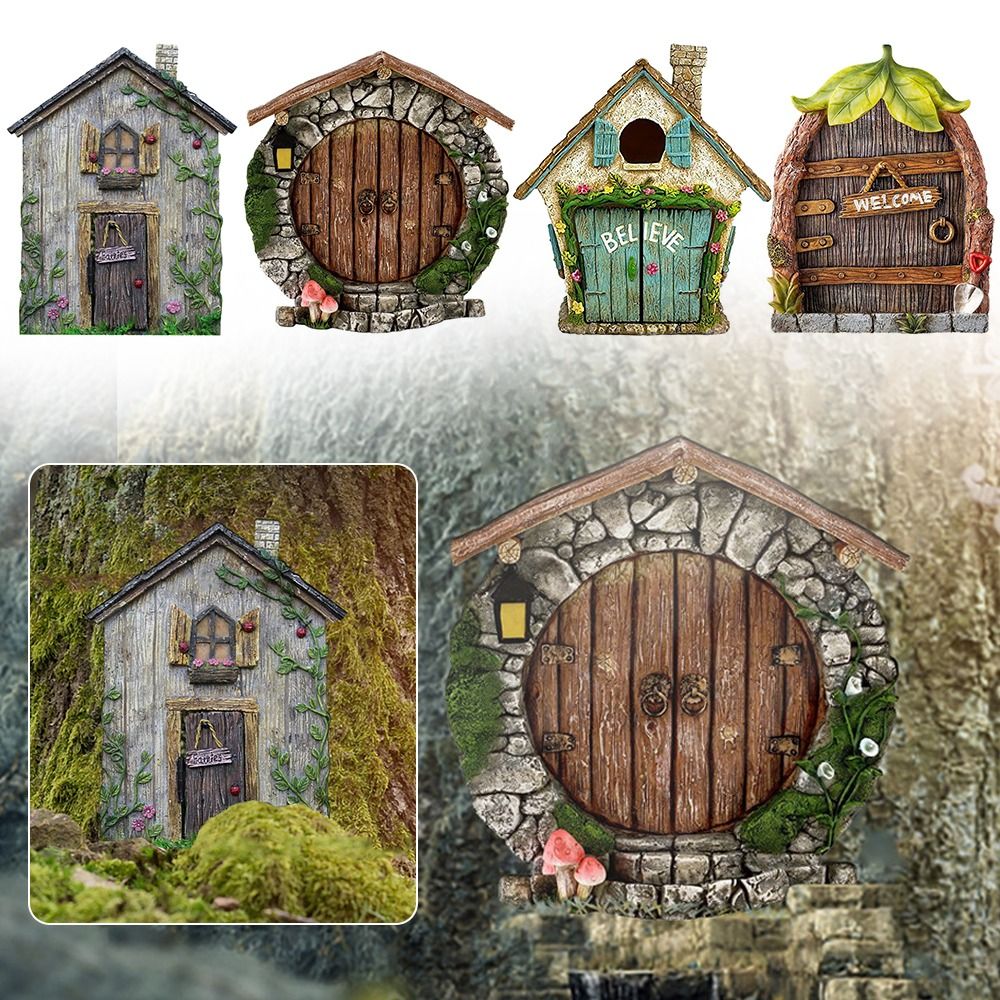 باب جنية خشبي مصغر وتماثيل أبو - مراجعة Kids Outdoor Fairy Garden وسعره
