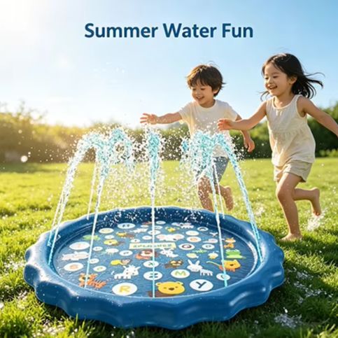بساط رشاش ماء قابل للنفخ للأطف - مراجعة Kids Outdoor Mat وسعره