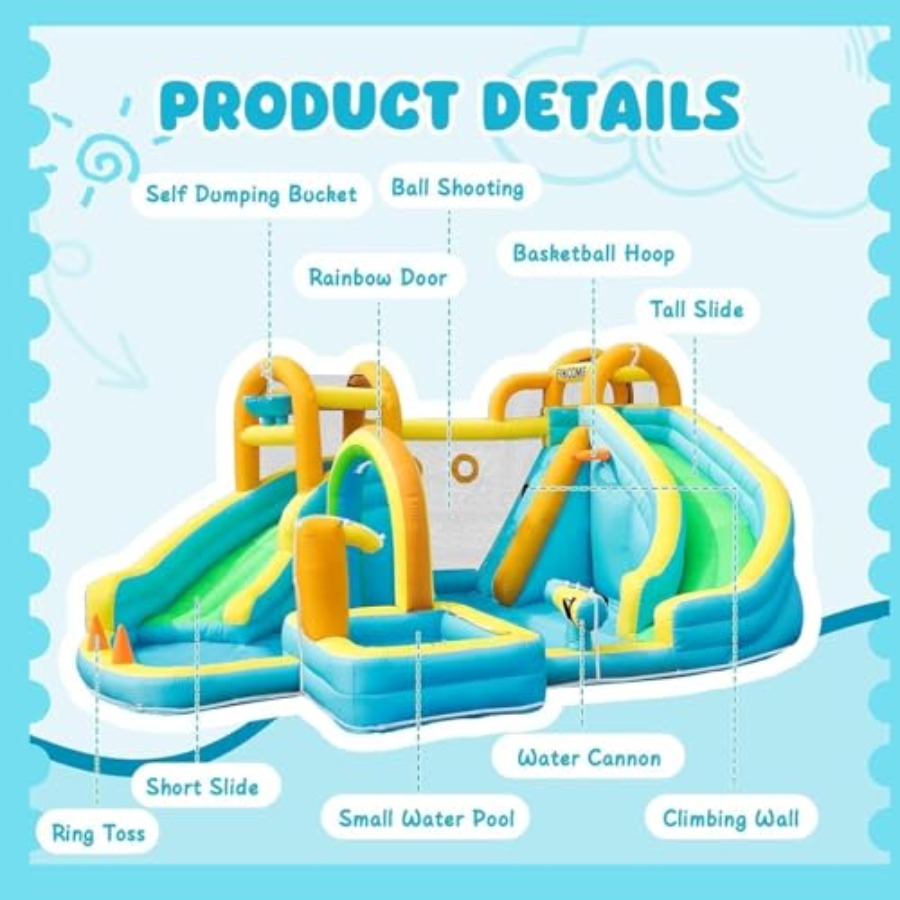 منزلق مائي قابل للنفخ للأطفال  - مراجعة Kids Outdoor Water Park وسعره