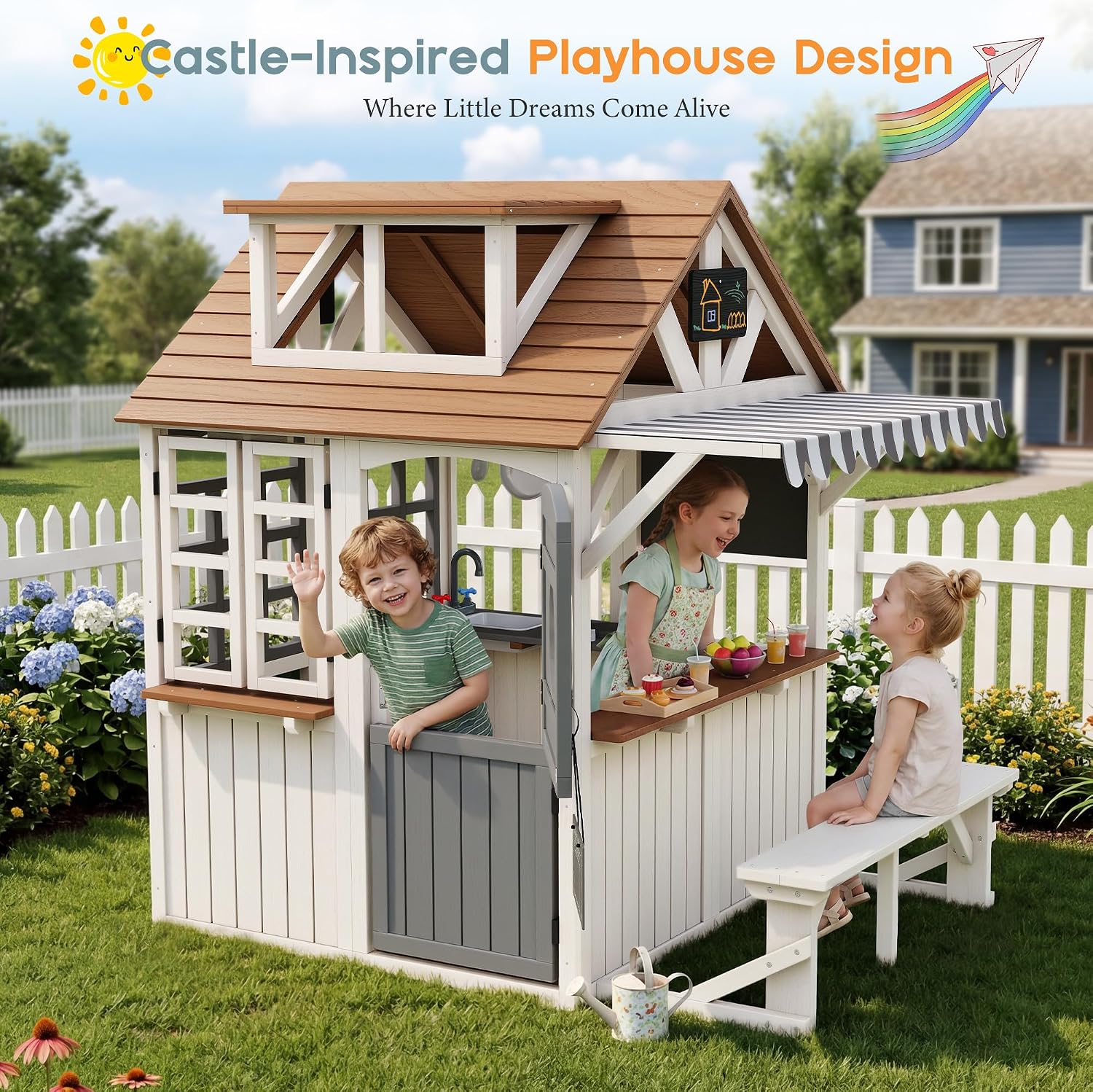 بيت ألعاب خشبي متين للأطفال لل - مراجعة Kids Outdoor Chalkboard وسعره