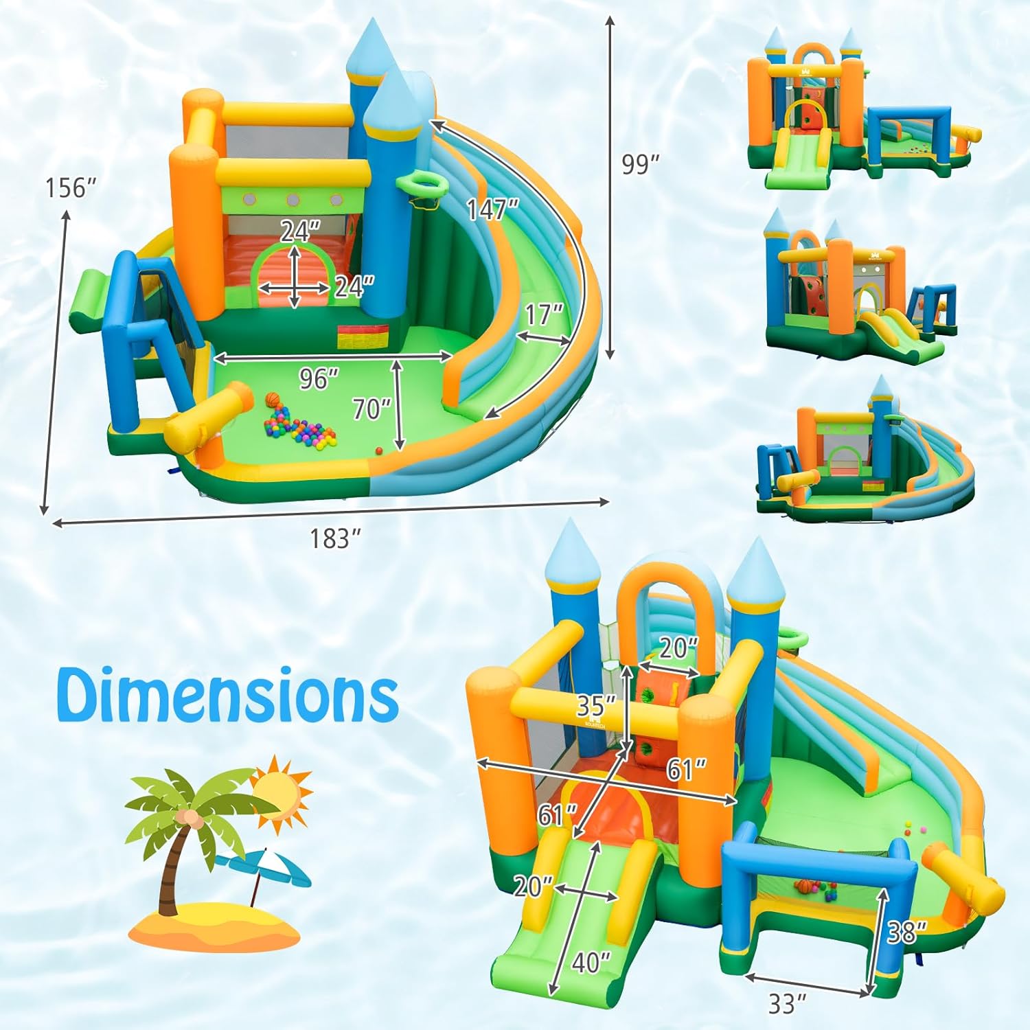 قلعة نطاطية مائية قابلة للنفخ  - مراجعة Kids Outdoor Ball وسعره