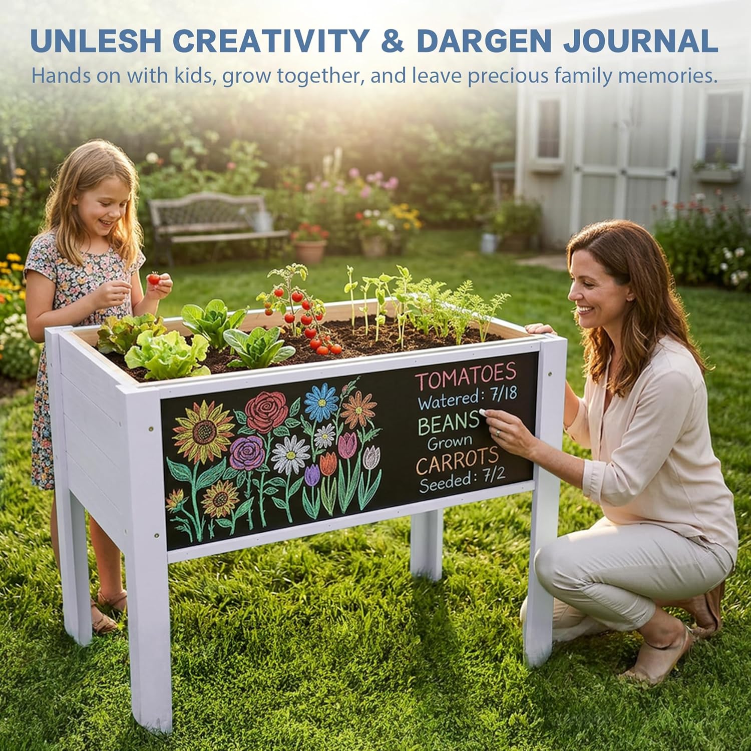 حوض زراعة مرتفع للأطفال مع لوح - مراجعة Kids Outdoor Chalkboard وسعره