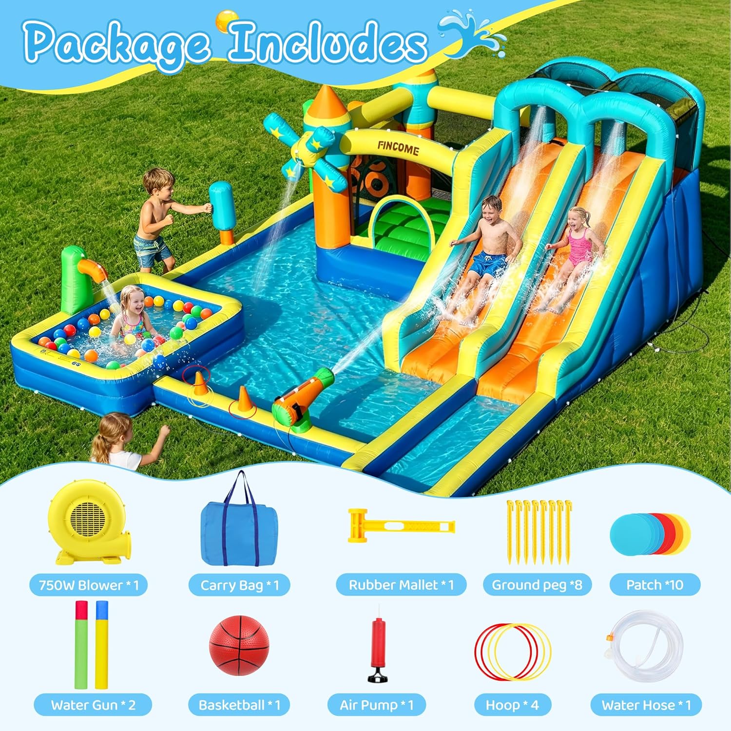 قلعة قابلة للنفخ 10 في 1 مع زح - مراجعة Kids Outdoor Water Park وسعره