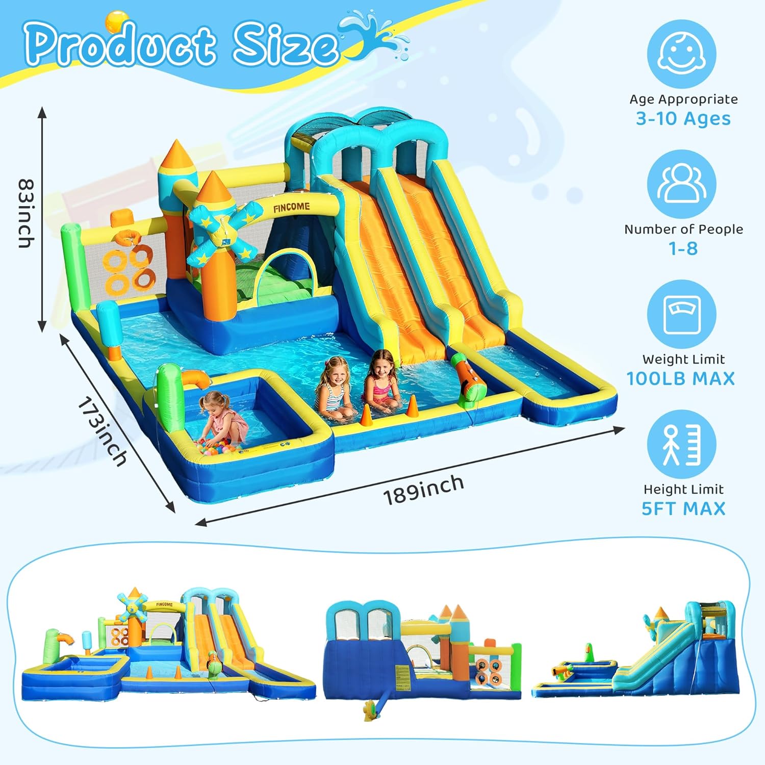 قلعة قابلة للنفخ 10 في 1 مع زح - مراجعة Kids Outdoor Water Park وسعره