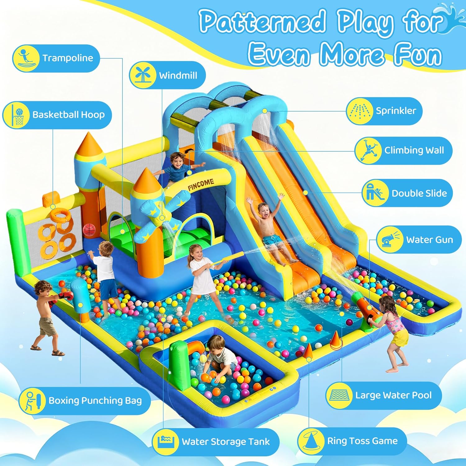 قلعة قابلة للنفخ 10 في 1 مع زح - مراجعة Kids Outdoor Water Park وسعره