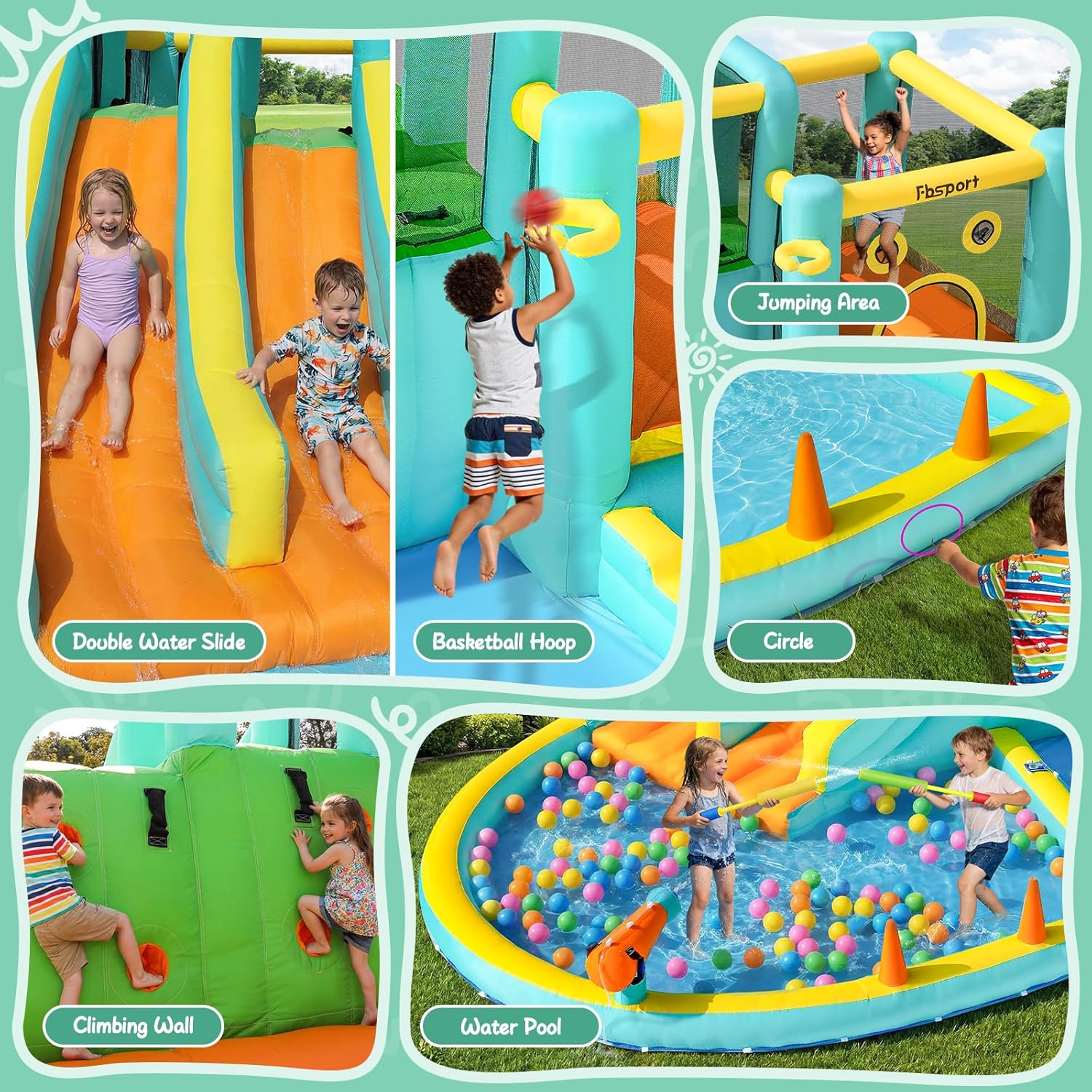 قلعة مائية قابلة للنفخ بزحليقة - مراجعة Kids Outdoor Water Park وسعره