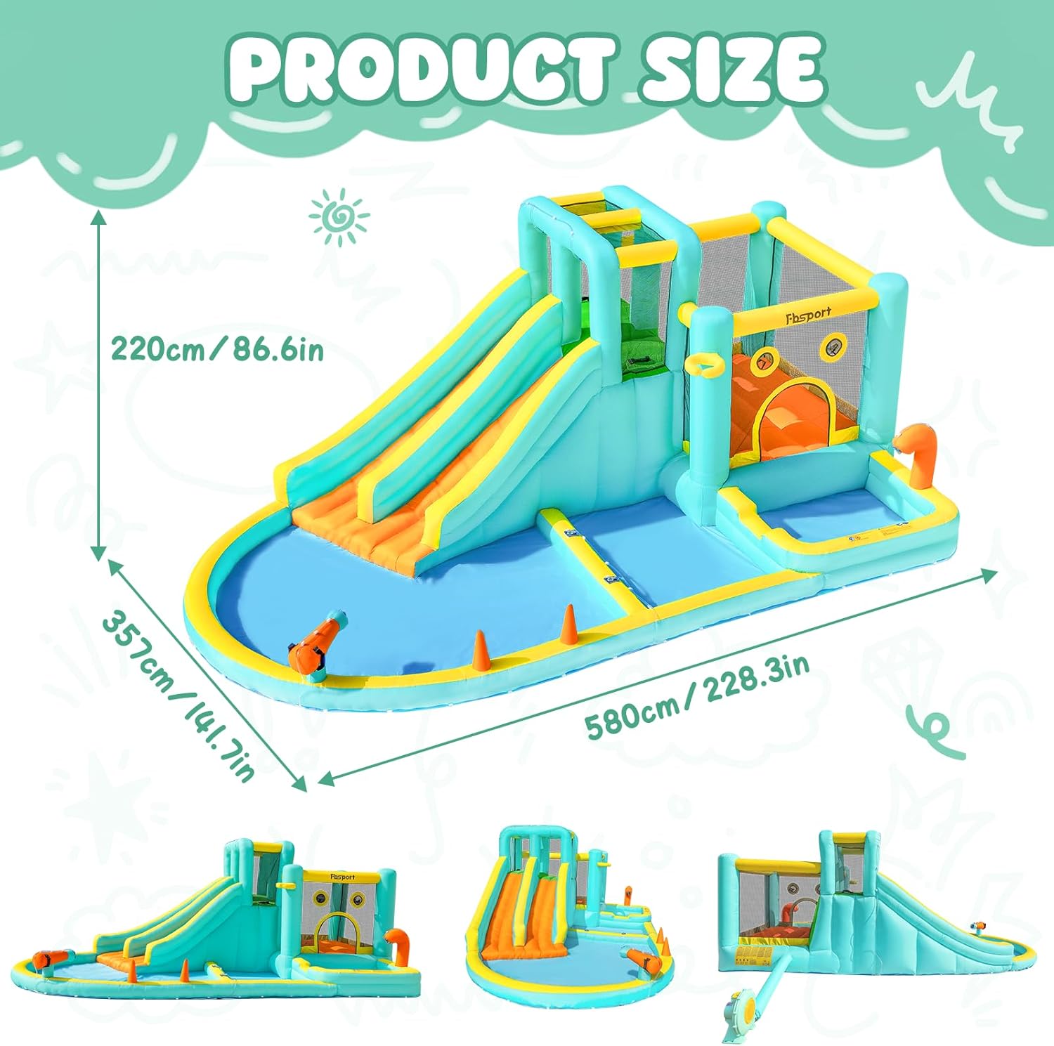 قلعة مائية قابلة للنفخ بزحليقة - مراجعة Kids Outdoor Water Park وسعره