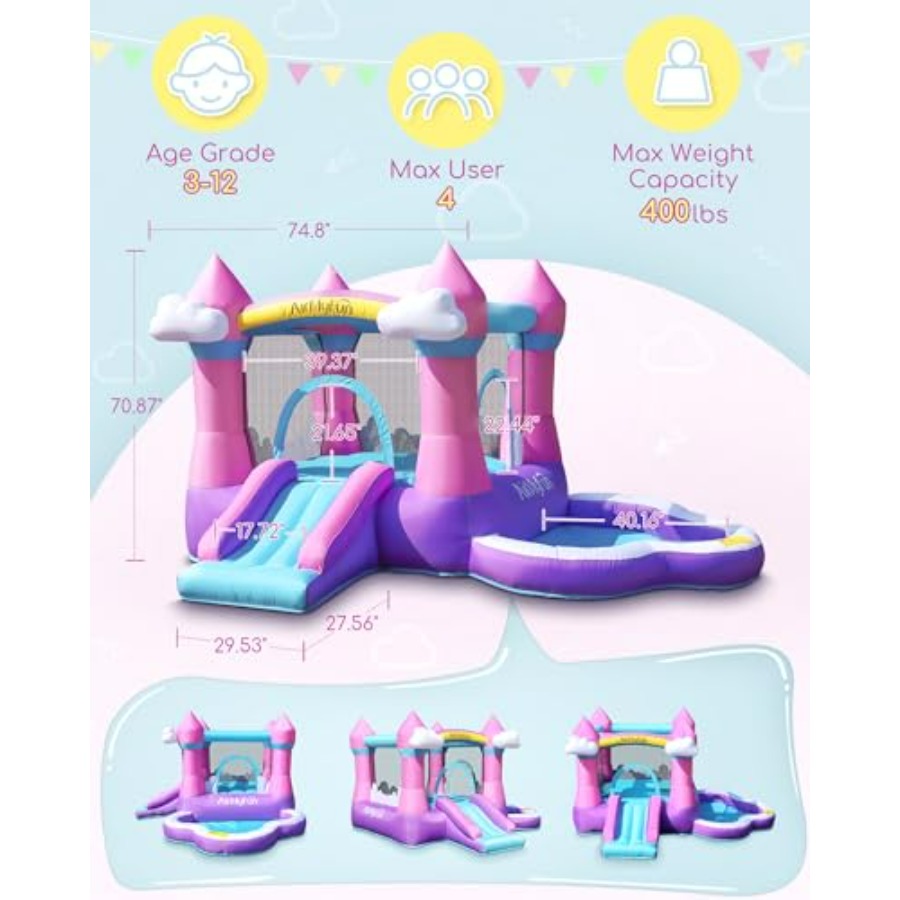 بيت قفز قابل للنفخ باللون الور - مراجعة Kids Outdoor Ball وسعره