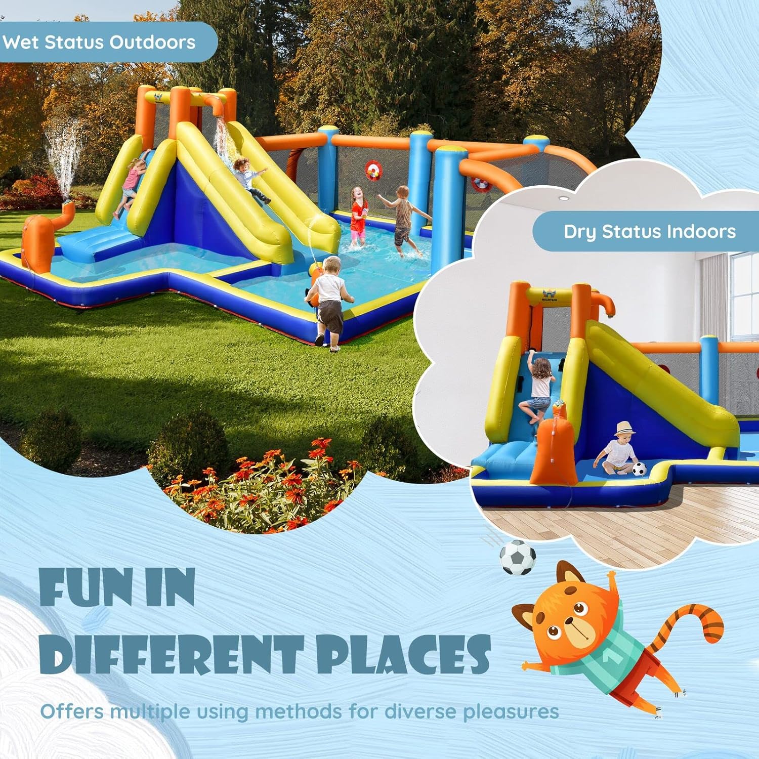 زحليقة مائية قابلة للنفخ، قلعة - مراجعة Kids Outdoor Water Park وسعره