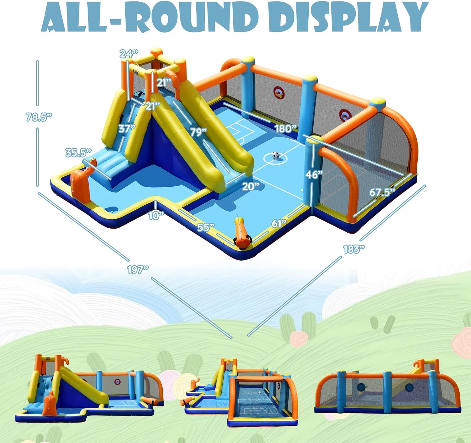 زحليقة مائية قابلة للنفخ، قلعة - مراجعة Kids Outdoor Water Park وسعره