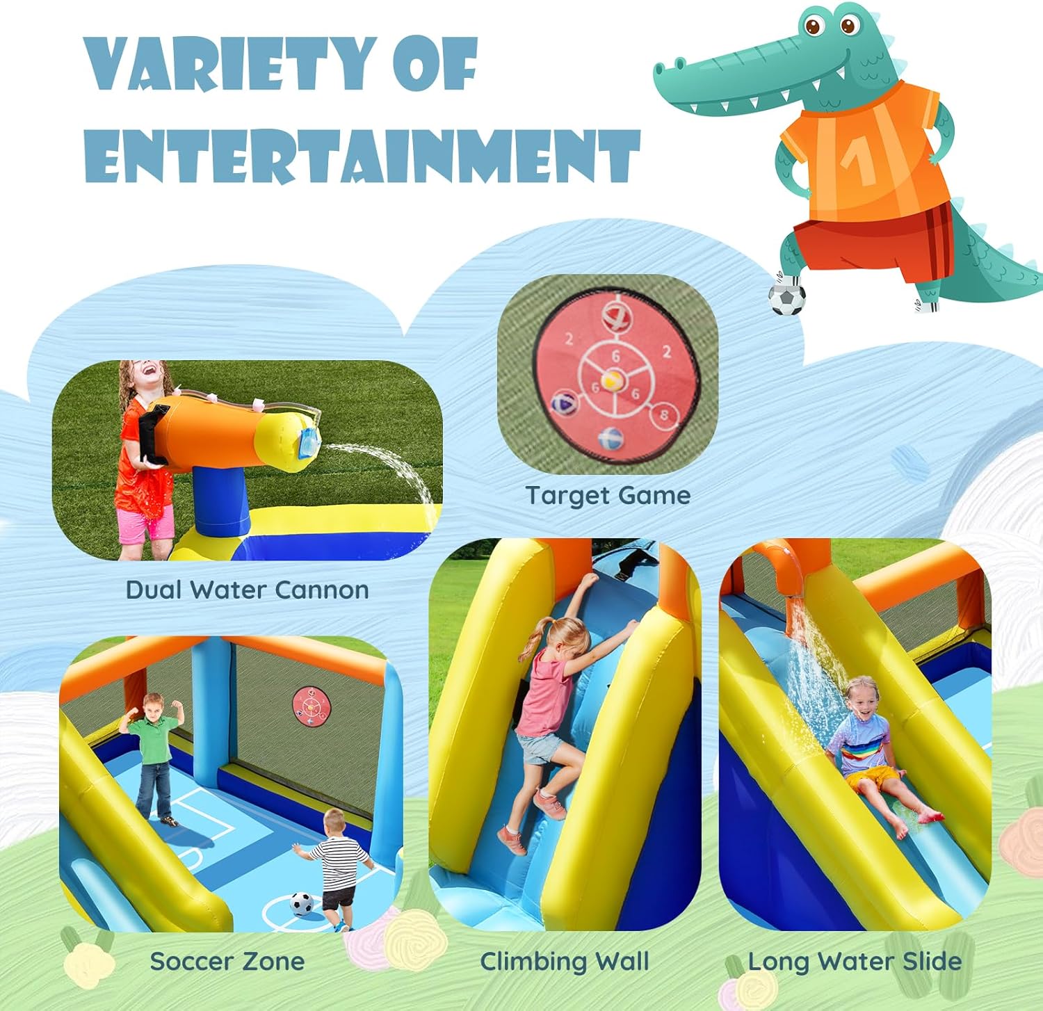 زحليقة مائية قابلة للنفخ، قلعة - مراجعة Kids Outdoor Water Park وسعره