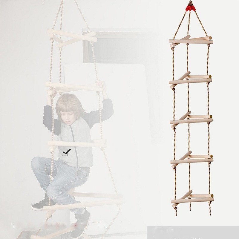 سلم حبال خشبي مثلث الشكل بخمس  - مراجعة Kids Outdoor Ladder وسعره
